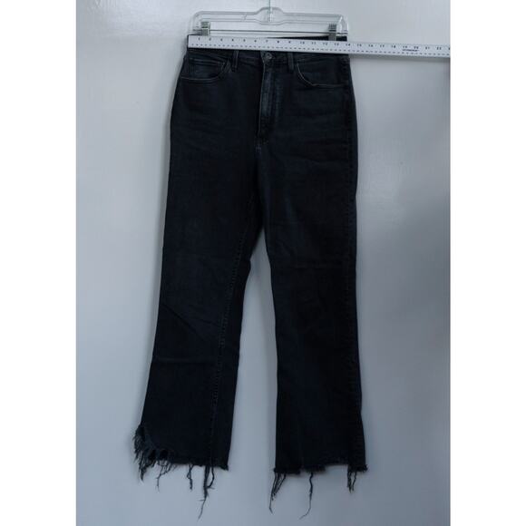 3x1 NYC Empire Frayed Crop Flare High Rise Jeans Size 28 Starling Black Denim - Picture 2 of 5
